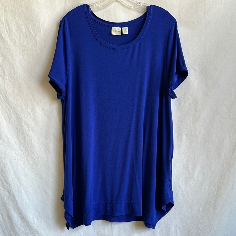 Chico’s Zenergy royal blue short sleeve tunic, size 3 (XL)
